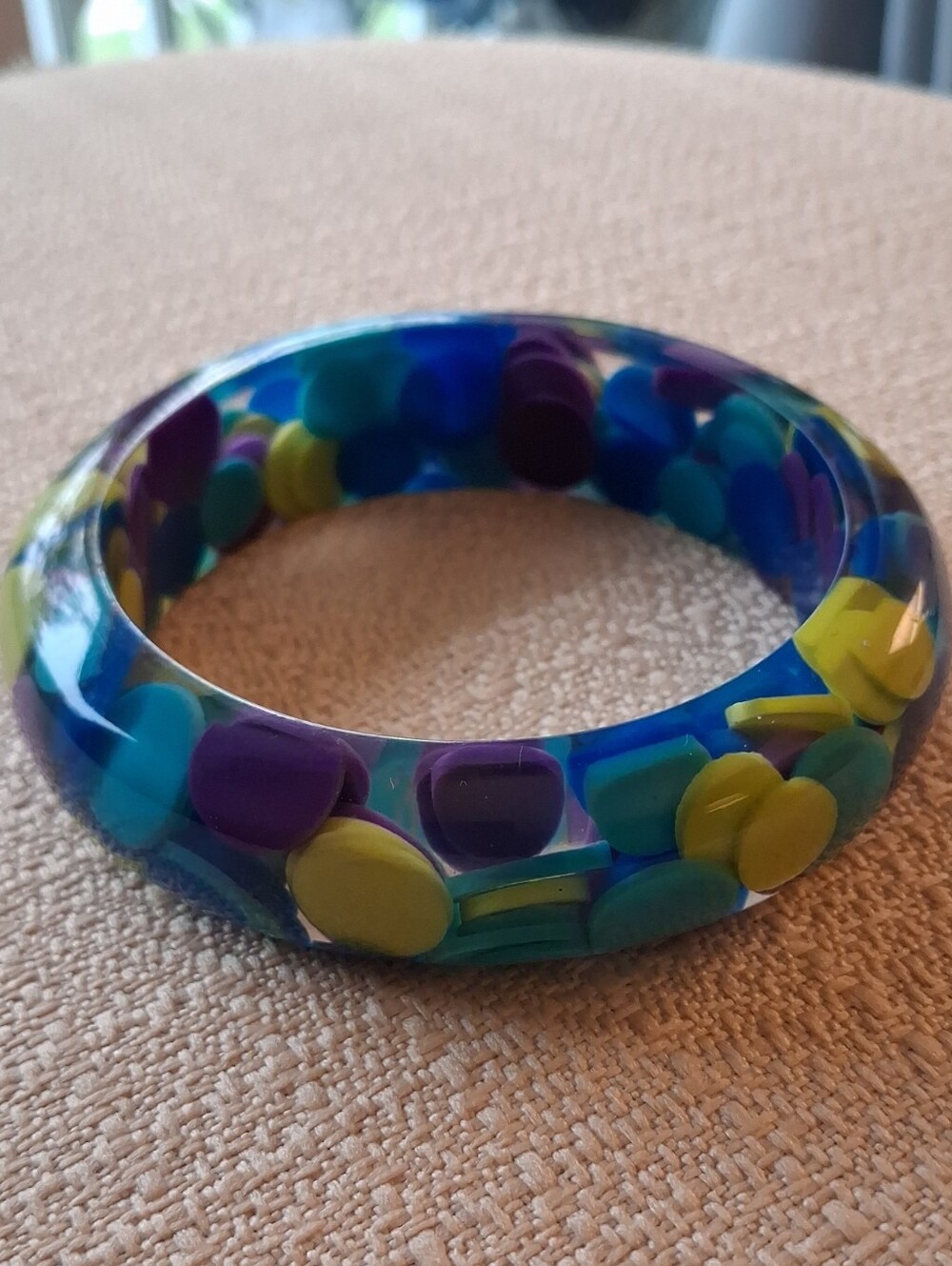 Sobral Blue, Purple & Yellow Resin Bangle Bracelet